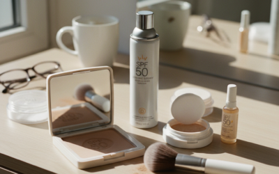 Jak równomiernie reaplikować SPF 50 na makijaż pudrem?